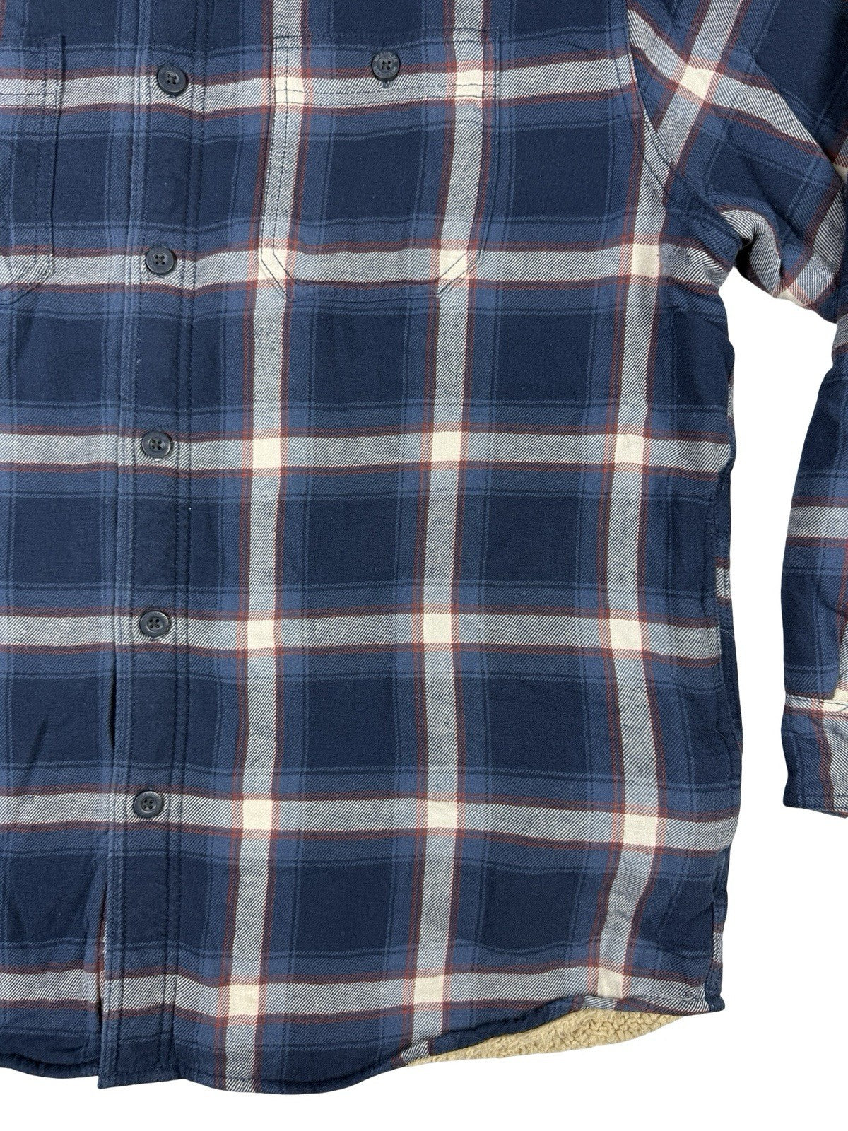 Wrangler Blue Plaid Fleece Lined Shirt Jacket Large