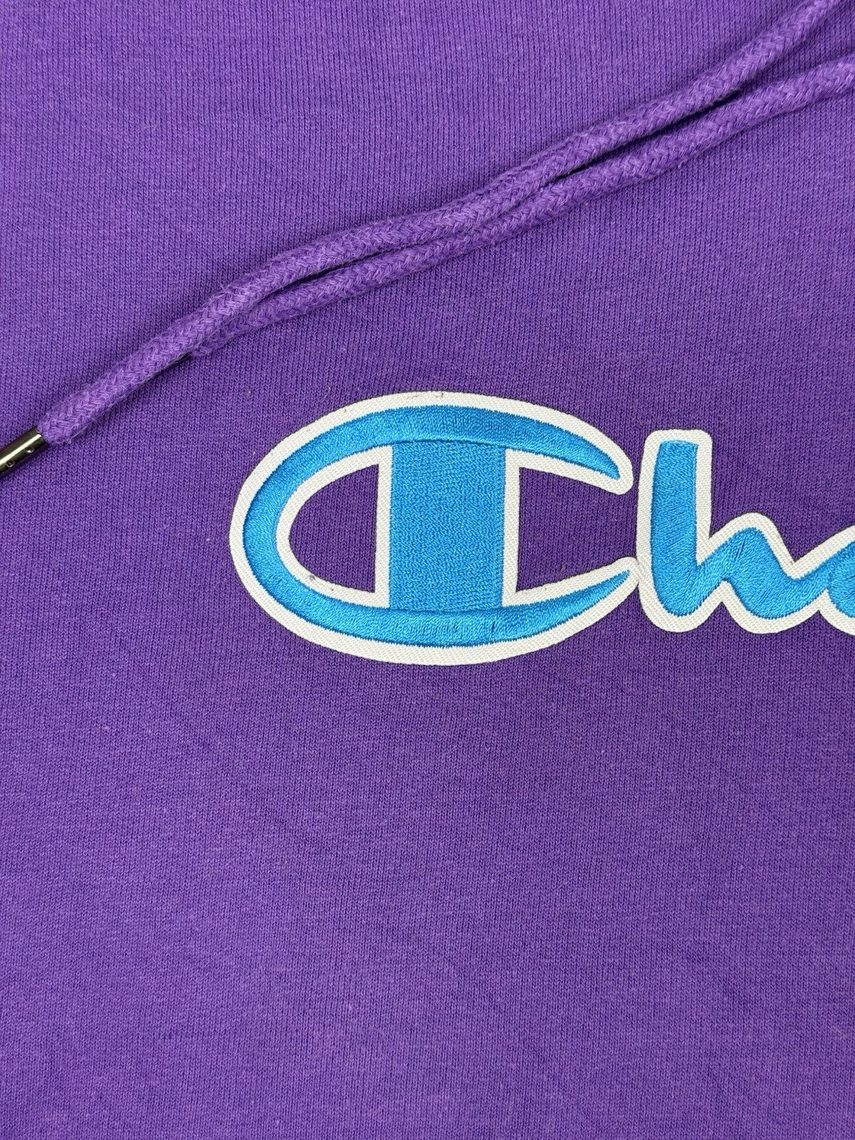 Champion Purple Spell Out Embroidered Hoodie XL
