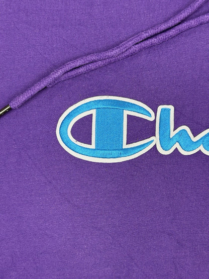 Champion Purple Spell Out Embroidered Hoodie XL