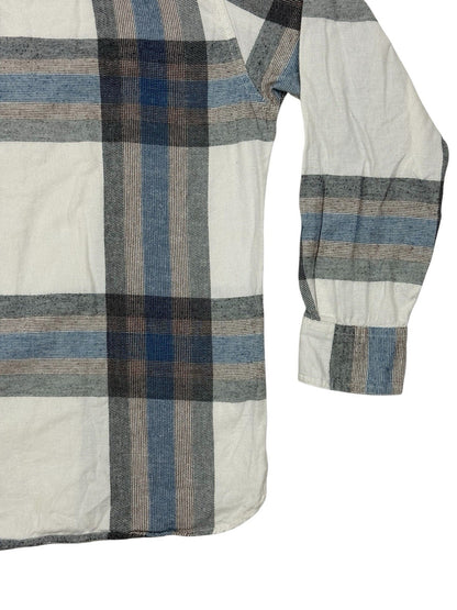 Levi's White Plaid Cotton Collared Shirt Medium