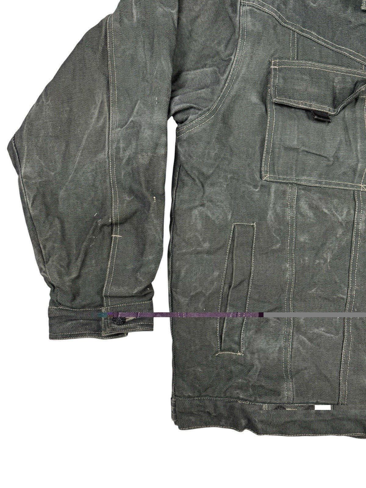 Barcode Jeans Grey Denim Y2K Sherpa Lined Utility Jacket XL