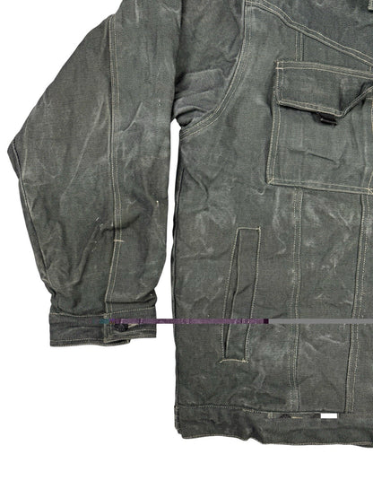 Barcode Jeans Grey Denim Y2K Sherpa Lined Utility Jacket XL