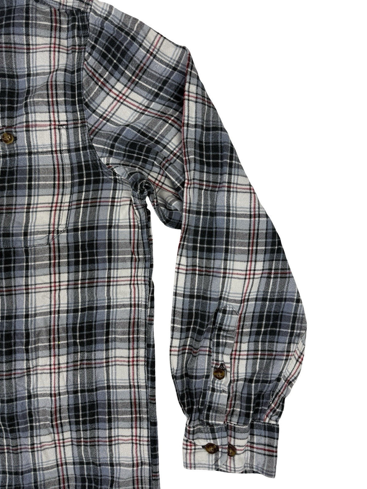 Carhartt Trumbull Grey Plaid Flannel Cotton Shirt Large Relaxed Fit Regular