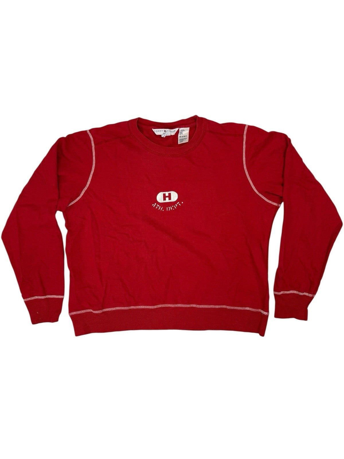 Tommy Hilfiger Red Retro Y2K Printed Cotton Sweater Jumper XL