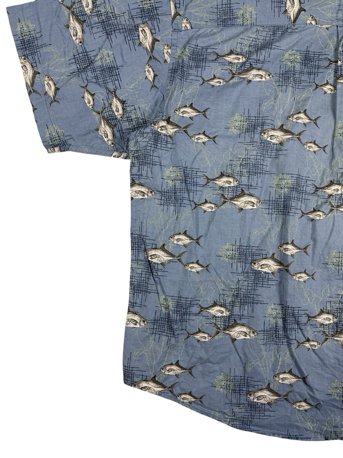 Puritan Retro Blue Hawaiian Fish Holiday Shirt 2XL