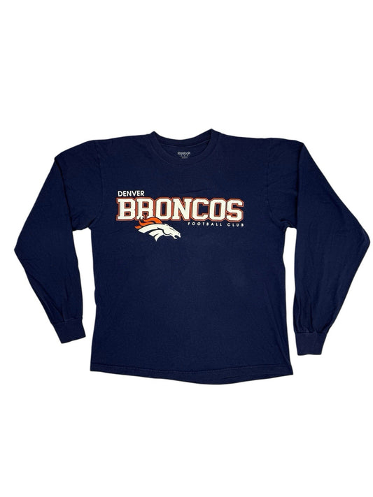Reebok NFL Denver Broncos Blue Retro Long Sleeve Top Medium