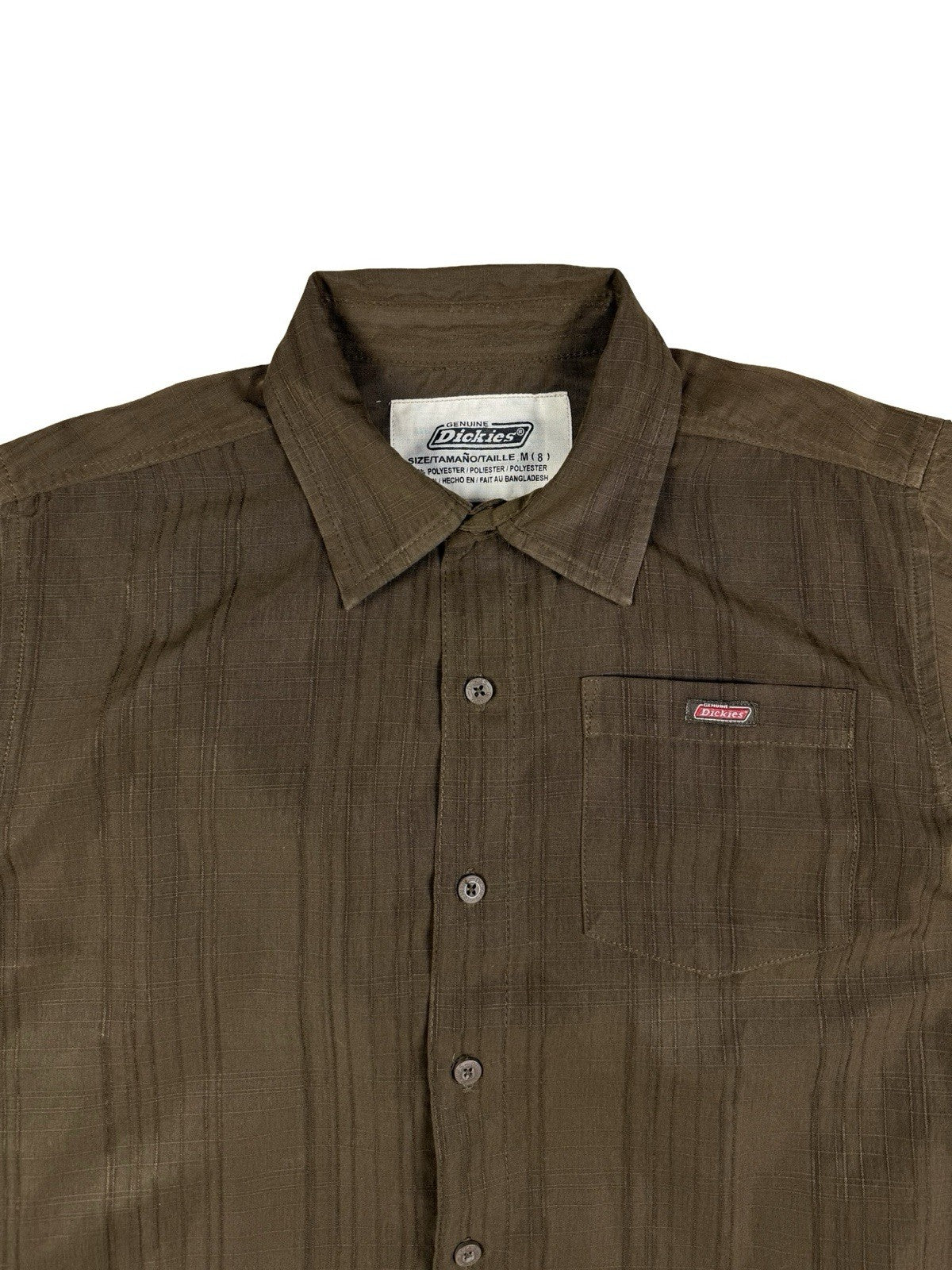 Dickies Striped Brown Polyester Button Shirt Youth Medium (age 8)