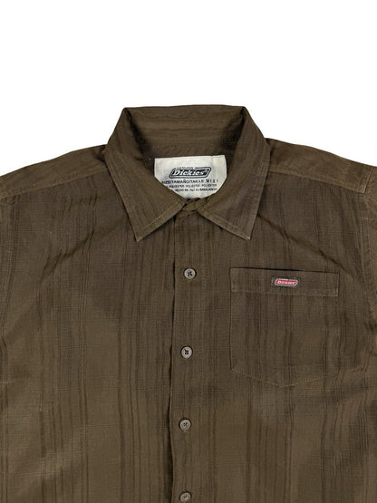 Dickies Striped Brown Polyester Button Shirt Youth Medium (age 8)