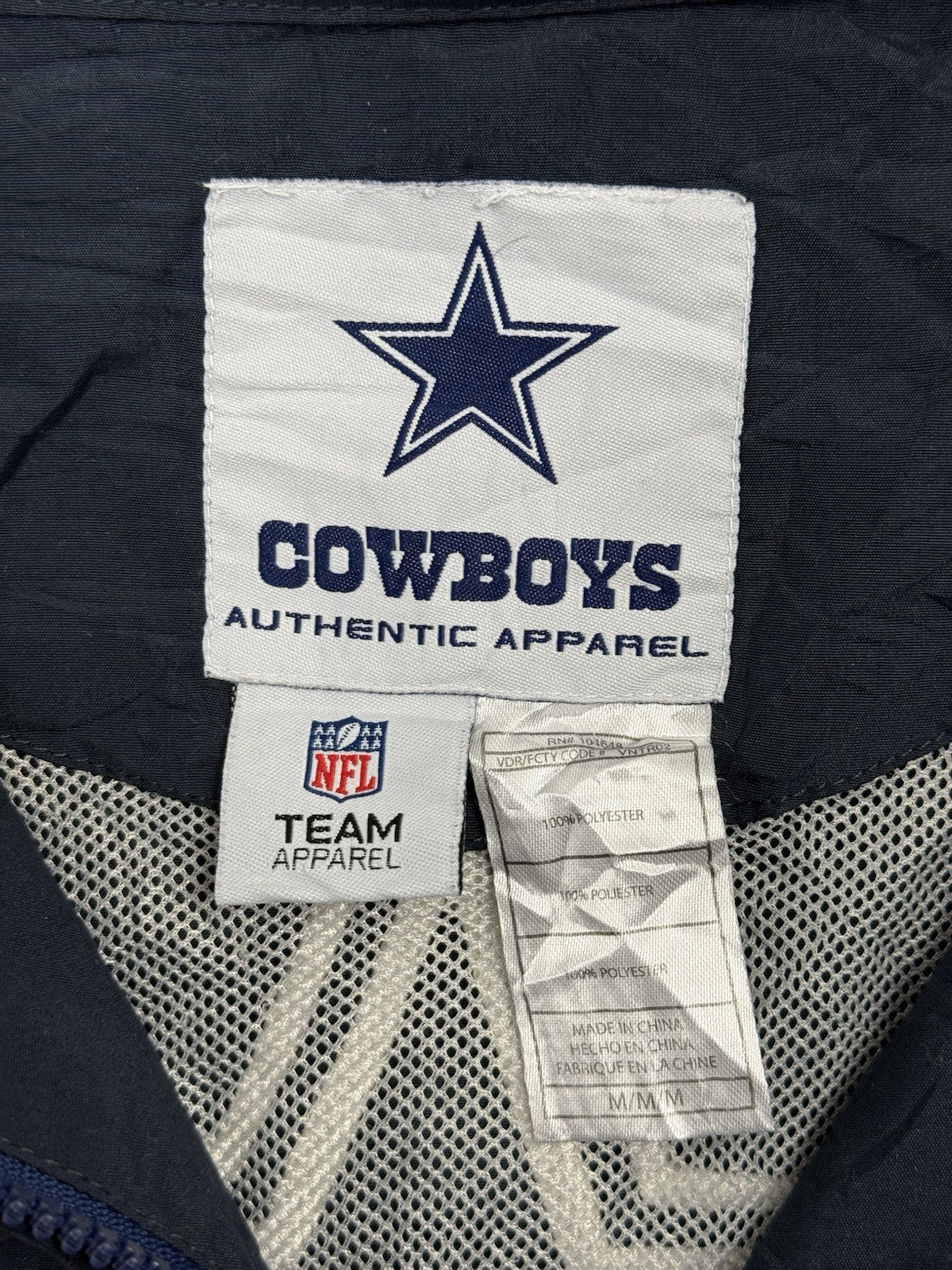 Dallas Cowboys NFL Blue Windbreaker Zip Track Jacket Medium