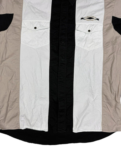 Wrangler Vintage 90's Black White Snap Cowboy Western Cotton Shirt Large