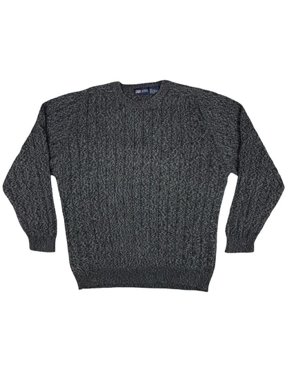 Faded Glory Heather Grey Cotton Knit Jumper Large