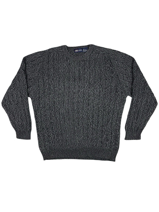 Faded Glory Heather Grey Cotton Knit Jumper Large