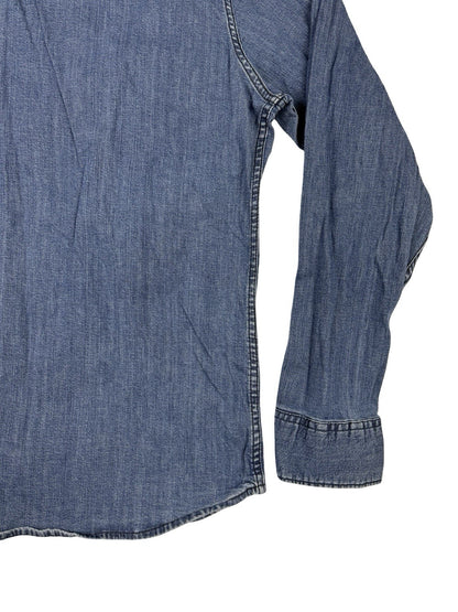 Wrangler Flex Comfort Blue Pearl Snap Western Denim Shirt Large