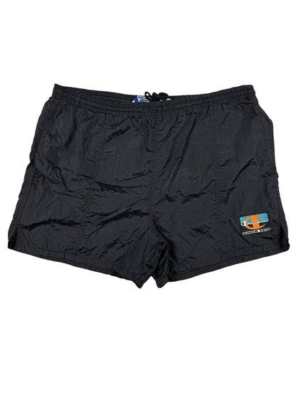 Champion Vintage 90's Black Nylon Webbed Lining Swim Trunks Medium (32-34)