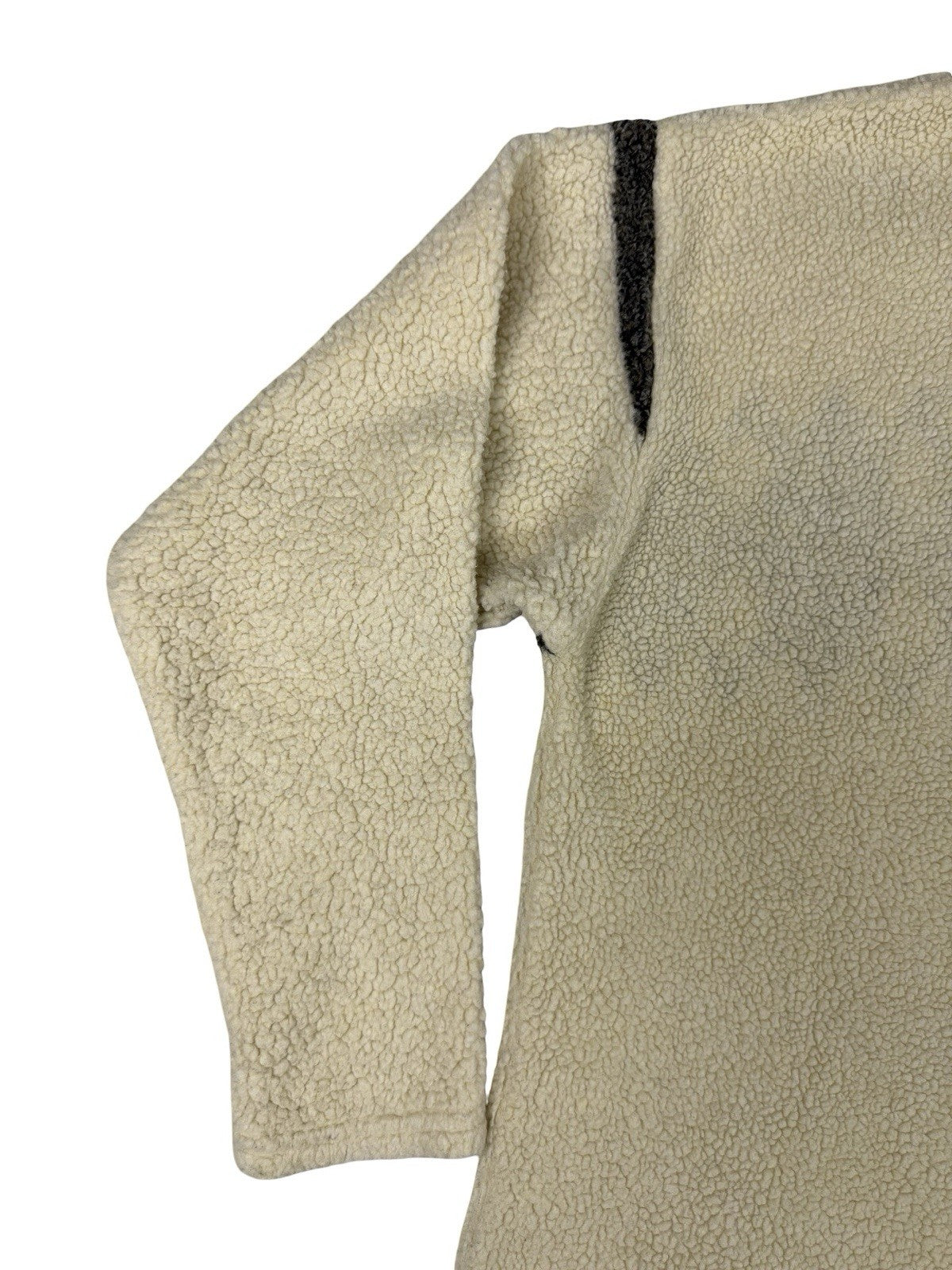 Essentials Style Retro Cream Argyle Fleece Button Jacket Medium