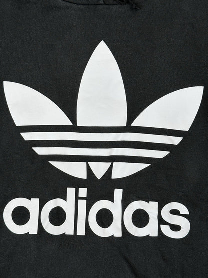 Adidas Black Big Trefoil Printed Logo Hoodie Size 10