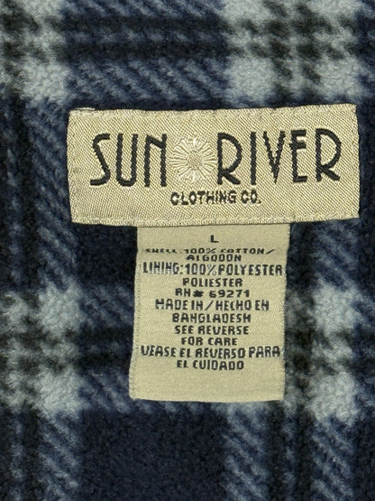 Sun River Vintage Blue Denim Fleece Lined Shirt Jacket Large