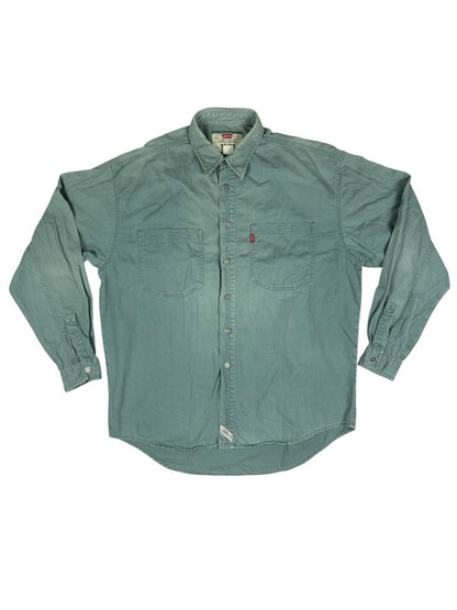 Levi's Vintage 90's Teal Green Button Up Western Cotton Denim Shirt Large