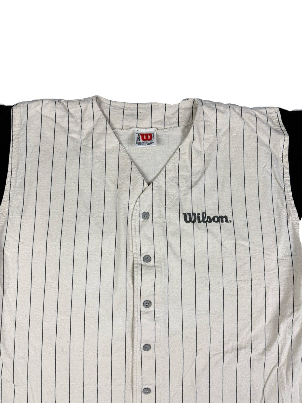 Wilson Off White Cotton Pinstripe Baseball Jersey Top XL