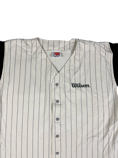 Wilson Off White Cotton Pinstripe Baseball Jersey Top XL