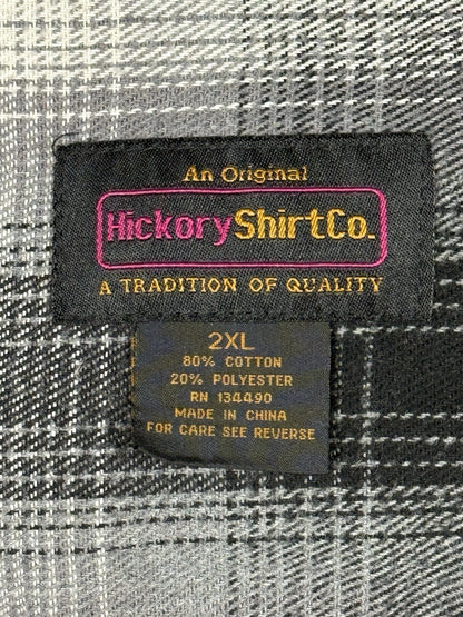 Hickory Shirt Retro Grey Plaid Pearl Snap Western Shirt 2XL