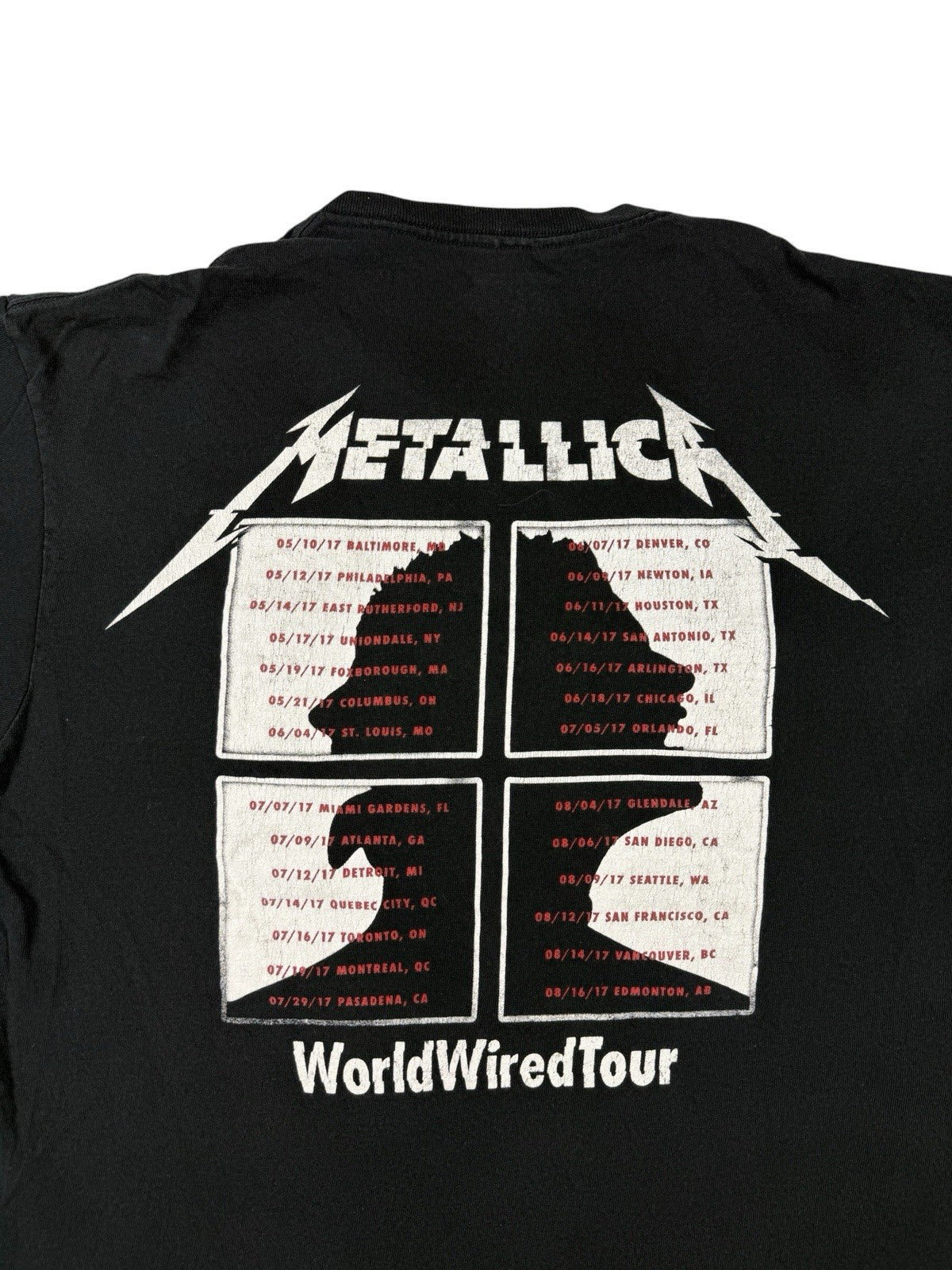 Metallica WorldWired Tour 2017 Concert Black Top Large