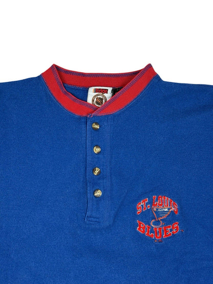 St Louis Blues Vintage NHL Pro Edge Henley Jumper Large