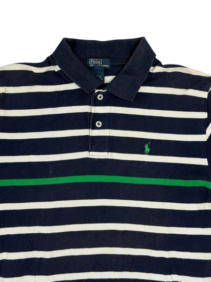Polo Ralph Lauren Blue Striped Polo Top Size Large (16/18)