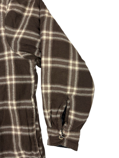 Wrangler Brown Plaid Shearling Fleece Lined Shirt Jacket Medium