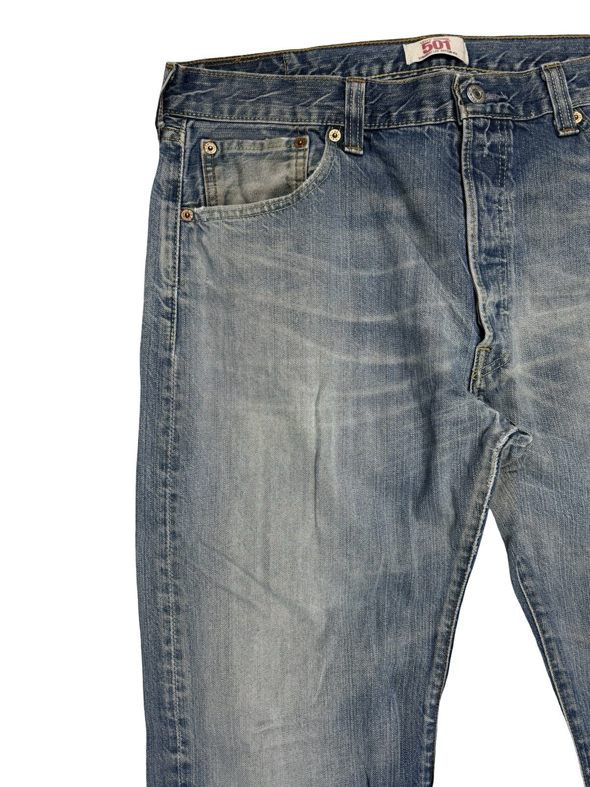 Levi's 501 Original Blue Straight Leg Button Fly Denim Jeans 36W 32L