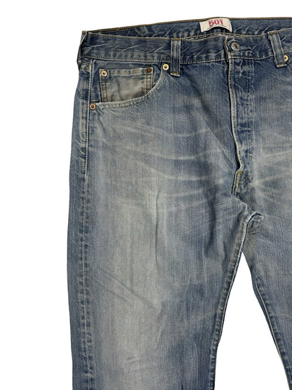 Levi's 501 Original Blue Straight Leg Button Fly Denim Jeans 36W 32L
