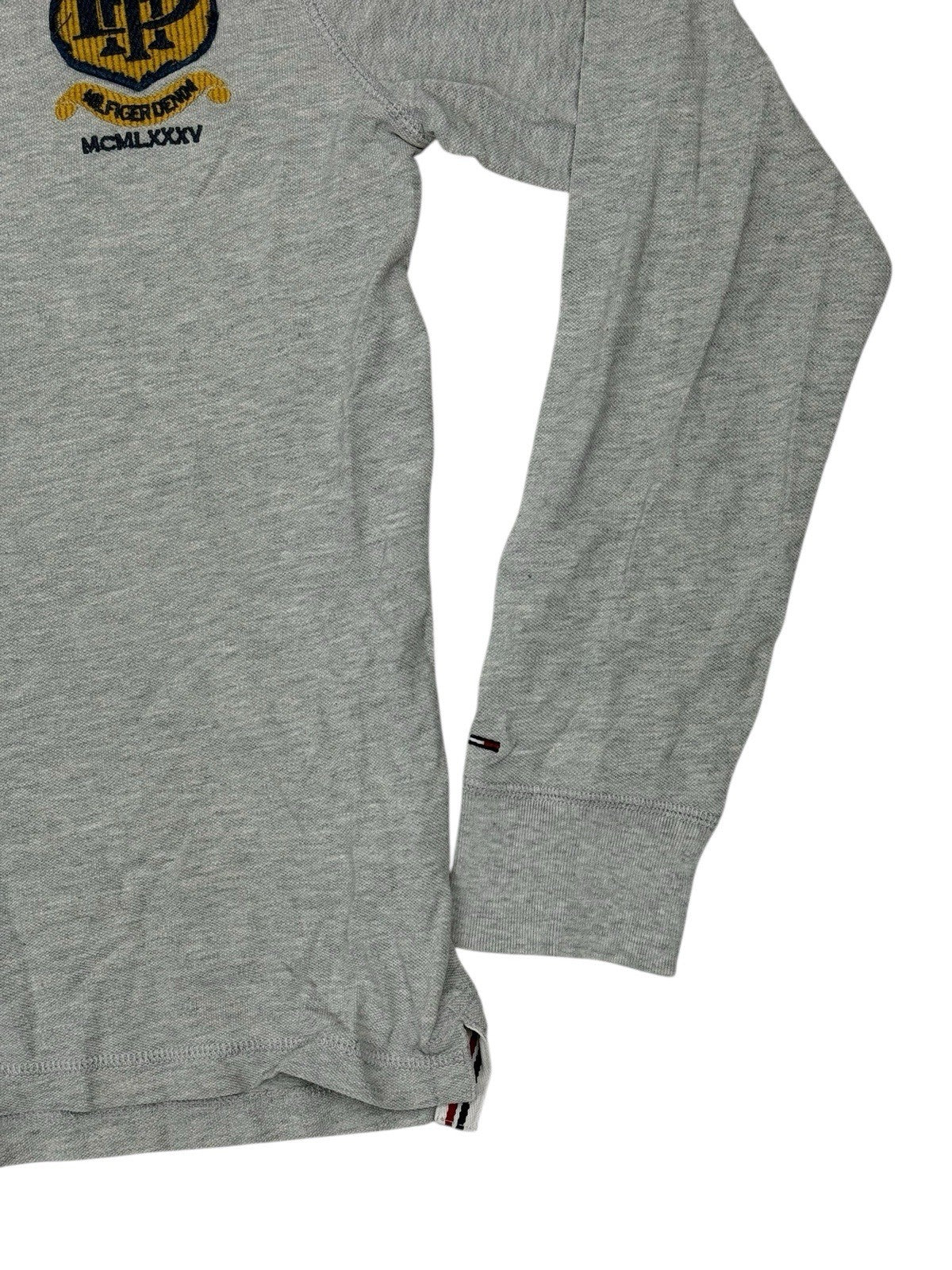 Tommy Hilfiger Grey Long Sleeve Embroidered Polo Top Medium