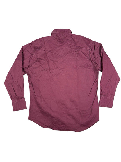 Wrangler Maroon Western Cowboy Pearl Snap Shirt Large