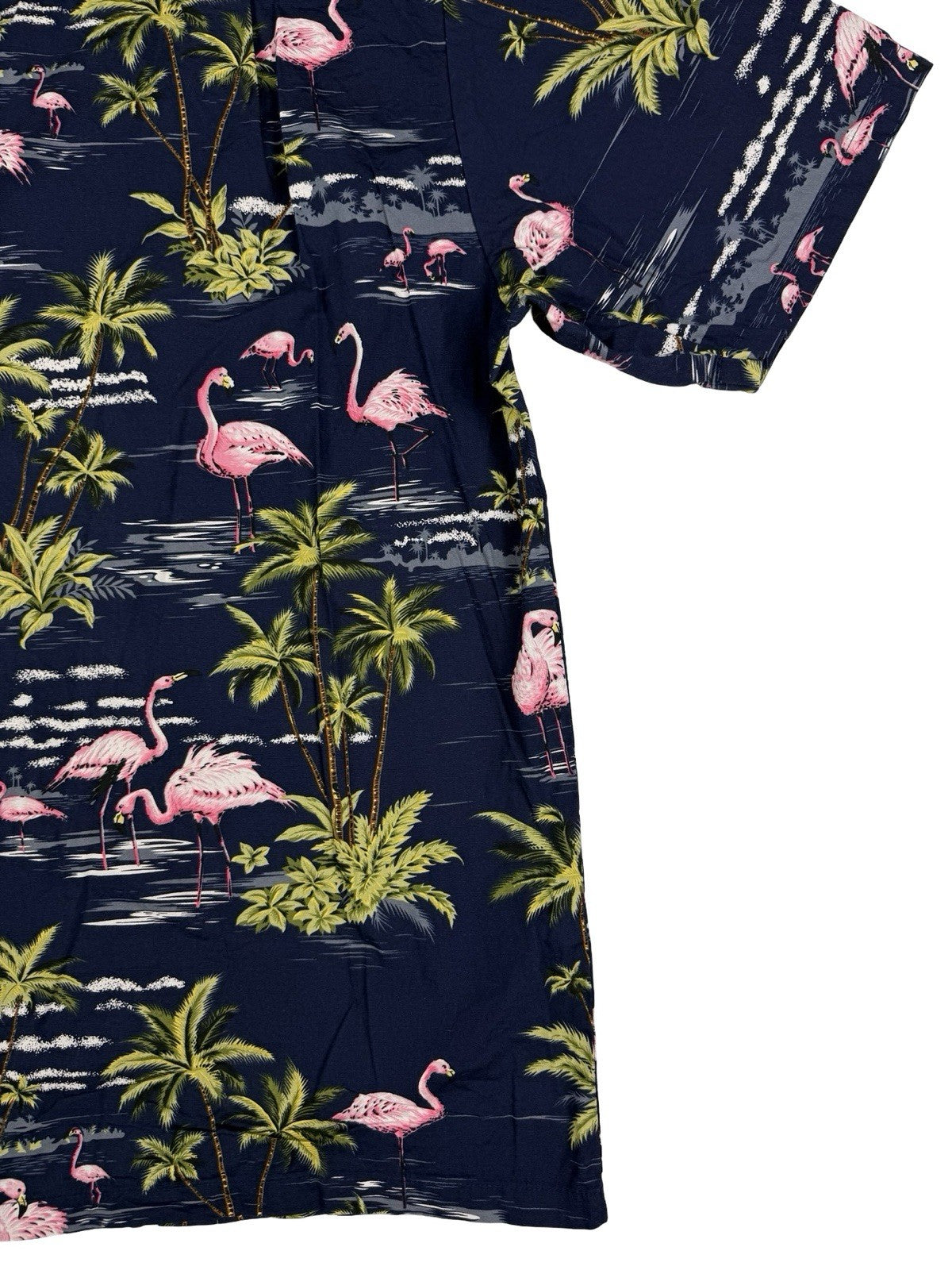 Vintage Ky's Blue Hawaiian Cotton Beach Holiday Flamingo Tropical Shirt XL