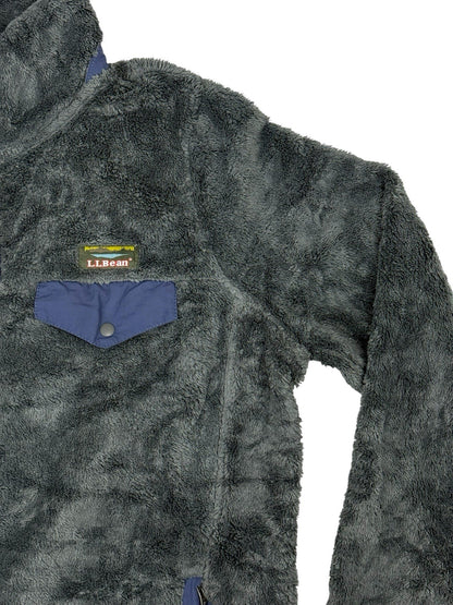 LL Bean Grey Hi-Pile Fleece Snap Jumper Medium