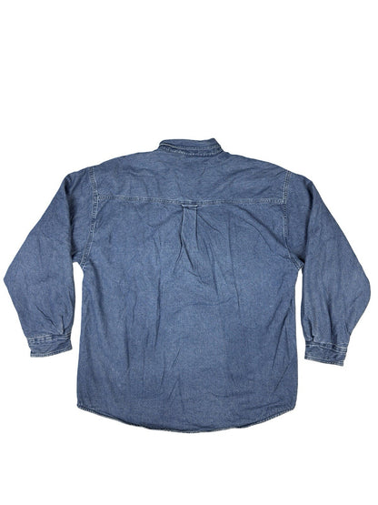 Sun River Vintage Blue Denim Fleece Lined Shirt Jacket Large