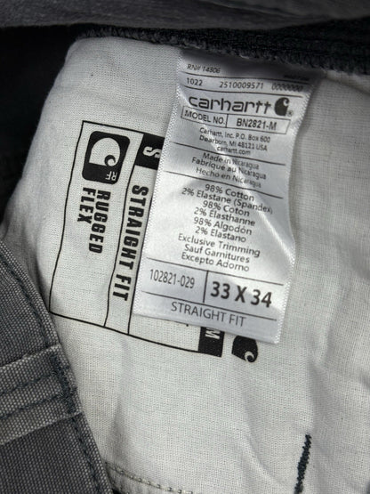 Carhartt Grey Straight Fit Rugged Flex Jeans 33W 34L