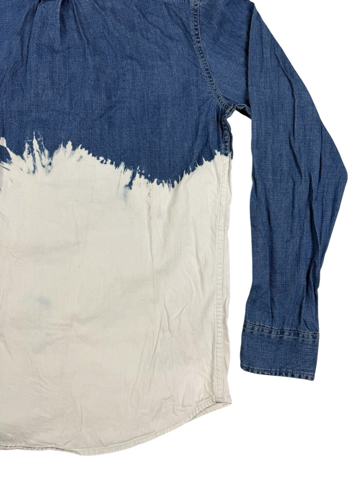Levi's Blue White Bleach Pattern Denim Collared Long Sleeve Shirt Medium