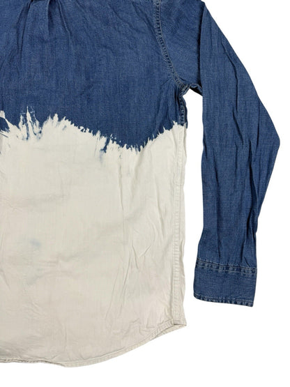 Levi's Blue White Bleach Pattern Denim Collared Long Sleeve Shirt Medium
