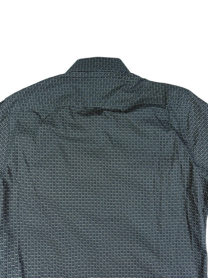 Gianni Feraud Blue Geometric Pattern Slim Fit Dress Shirt Medium (16in Collar)