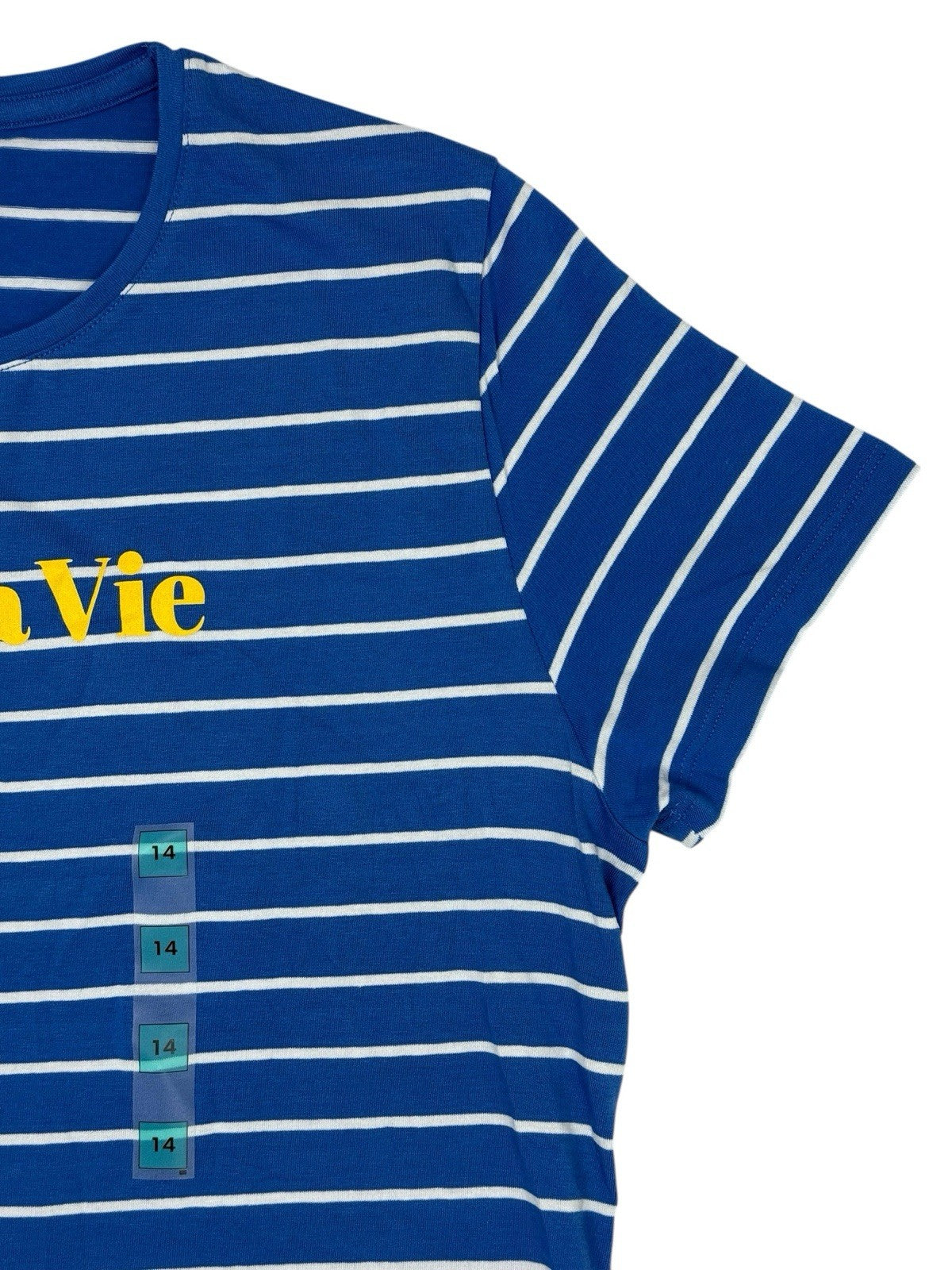 BNWT M&S Blue Stripe C'est la Vie Cotton Blend Top