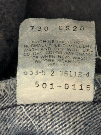 Levi's 501 Vintage 90's Blue Denim Straight Leg Jeans 30W 27L Made in USA