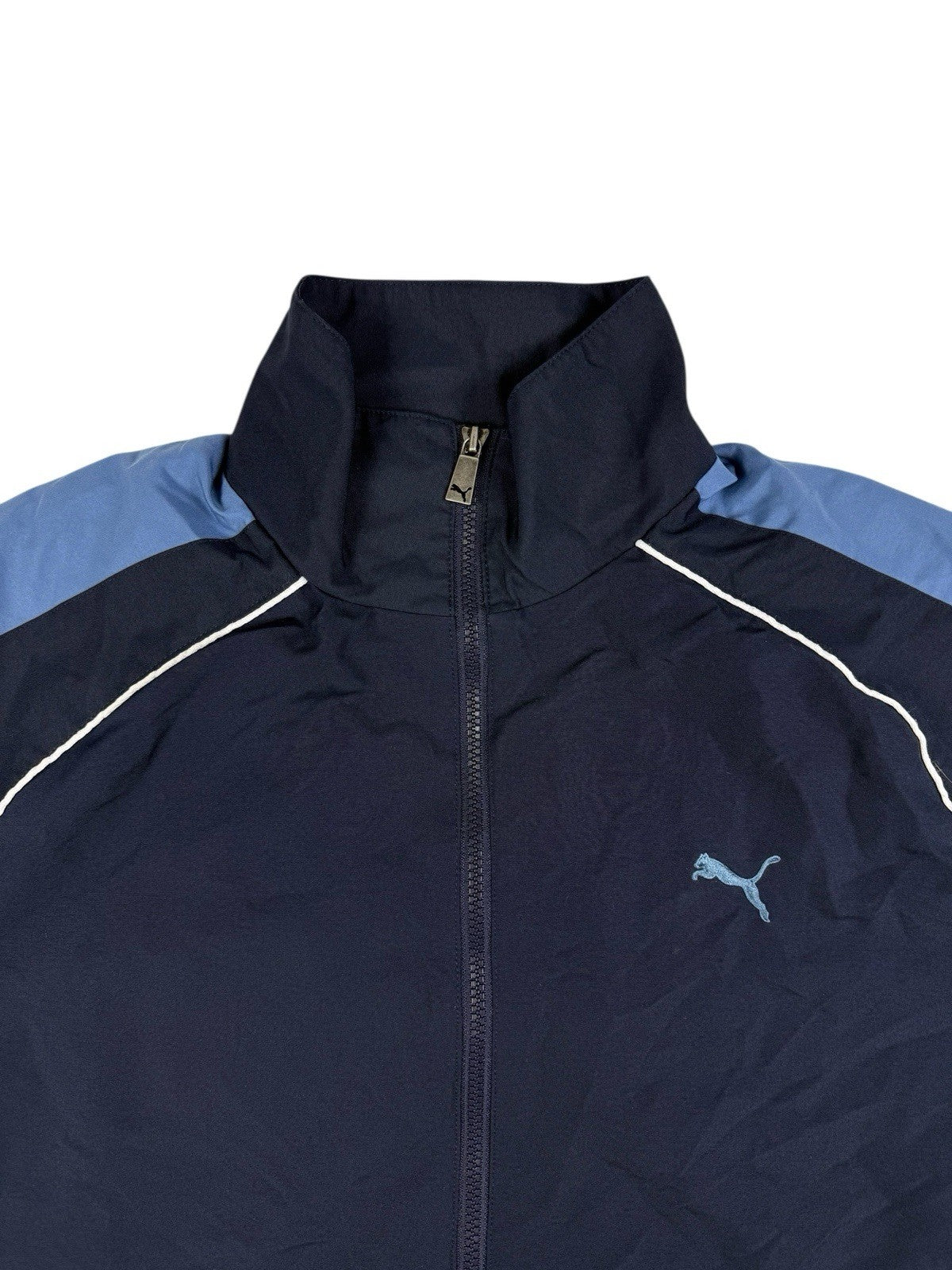 Puma Blue Retro Mesh Lined Y2K Zip Track Jacket Large