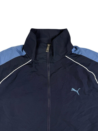 Puma Blue Retro Mesh Lined Y2K Zip Track Jacket Large