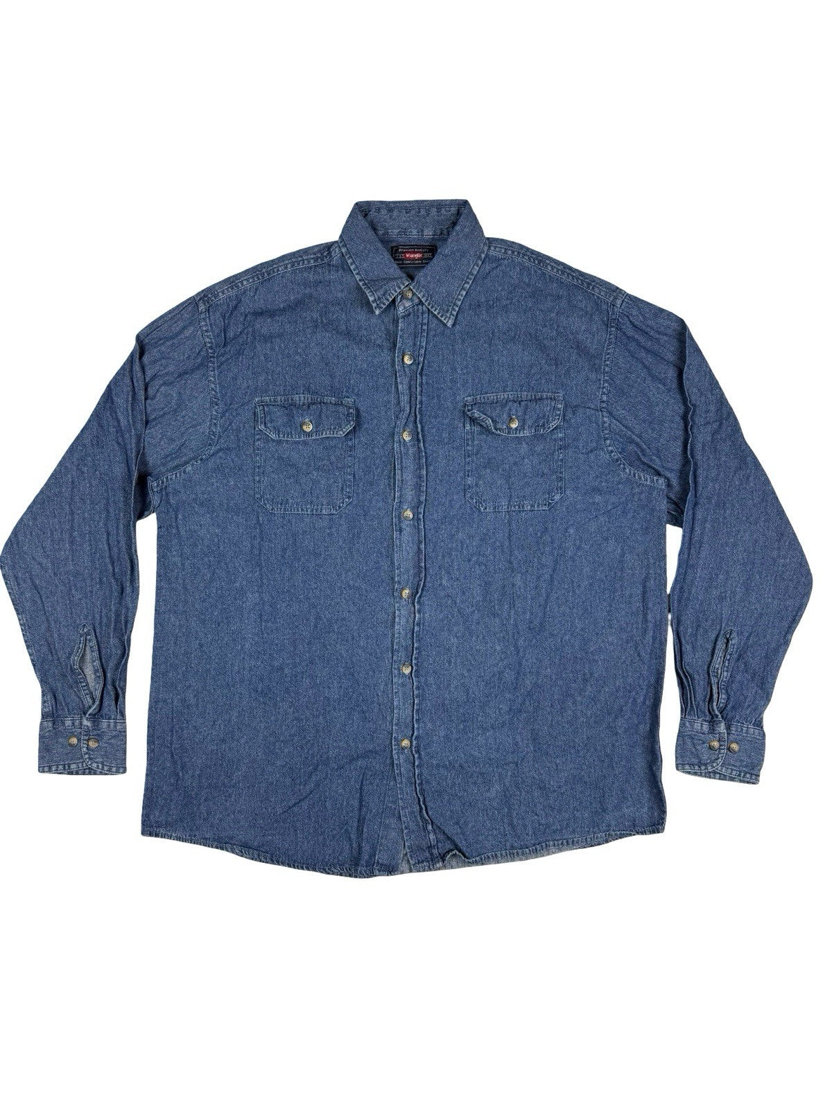 Wrangler Blue Cotton Long Sleeve Denim Shirt Large