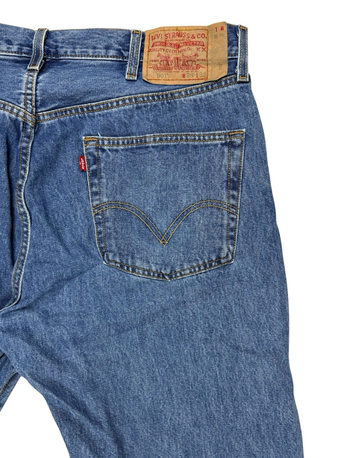 Levi's 501 Retro Blue Straight Leg Denim Jeans 38W 32L