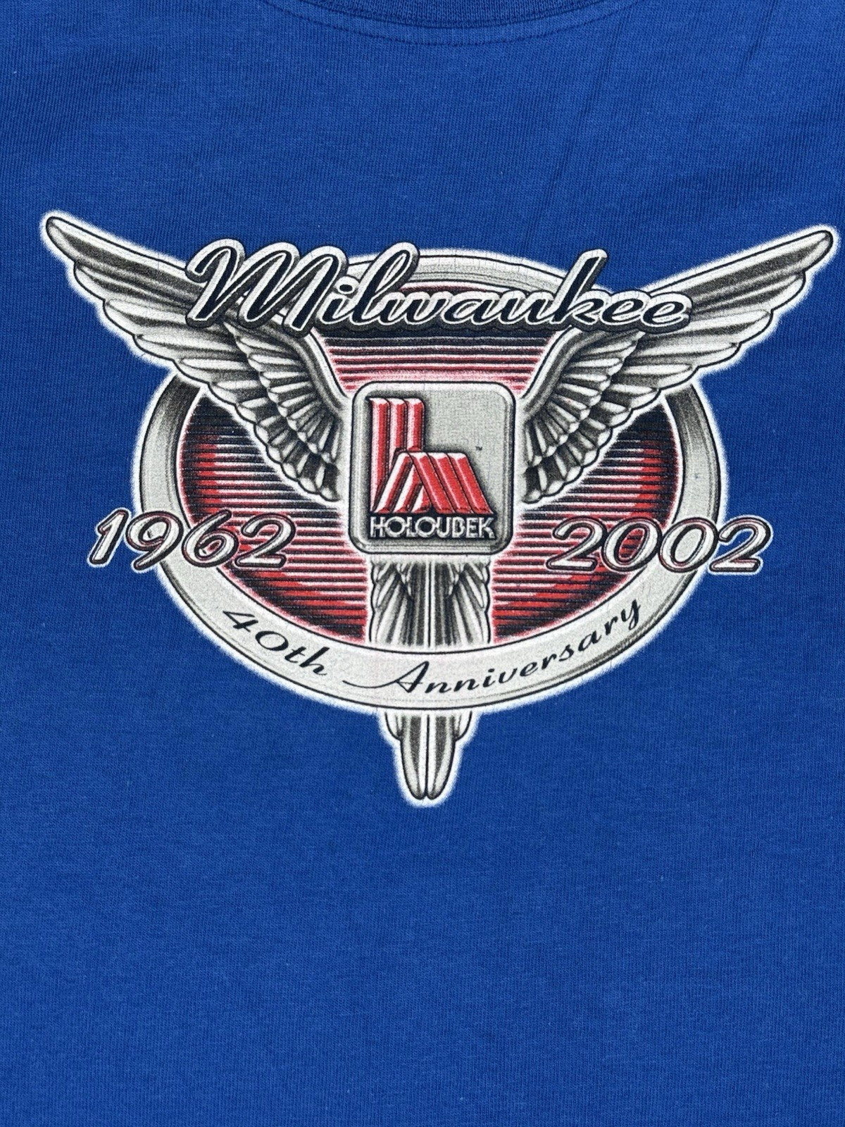 Buell Motorcycles Vtg Blue Long Sleeve Holoubek Milwaukee 40 Anniversary Top 3XL