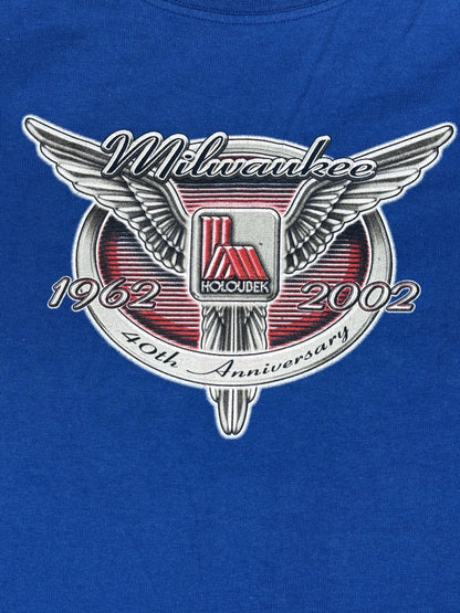 Buell Motorcycles Vtg Blue Long Sleeve Holoubek Milwaukee 40 Anniversary Top 3XL