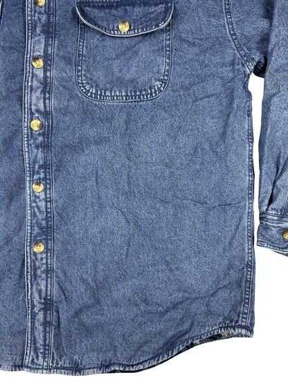 Sun River Vintage Blue Denim Fleece Lined Shirt Jacket Large