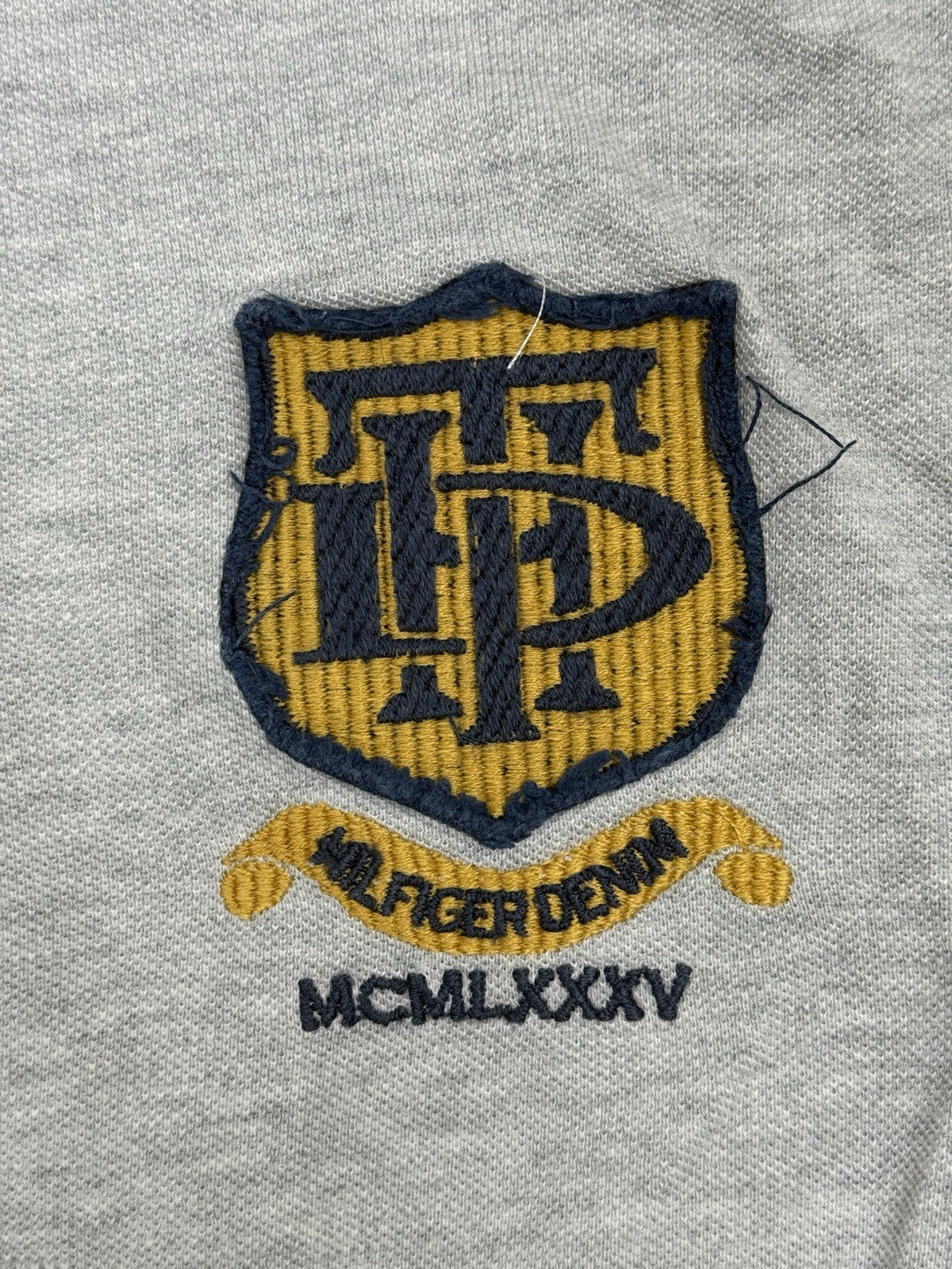 Tommy Hilfiger Grey Long Sleeve Embroidered Polo Top Medium